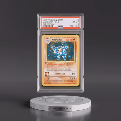 1999 Pokémon Game #8 Machamp - 1st Edition Holo (PSA 8 NM-MT)