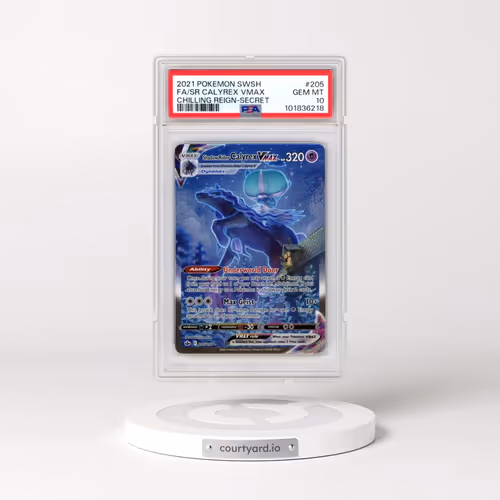 2021 Pokémon Sword & Shield Chilling Reign #205 Shadow Rider Calyrex Vmax - Full Art Secret (PSA 10