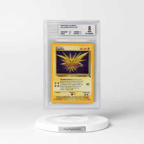 1999 Pokémon Fossil #15 Zapdos - Holo Corrected Foil (BGS 8 NM-MT)