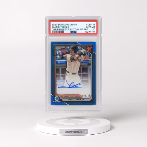 2024 Bowman Draft Chrome Prospect Autographs #CPAJT James Tibbs III - Blue Refractor (PSA 10 GEM MIN