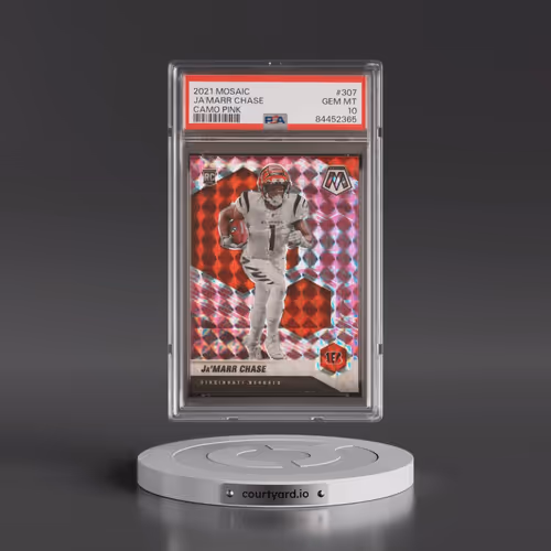 2021 Panini Mosaic #307 JA'Marr Chase - Camo Pink (PSA 10 GEM MINT)