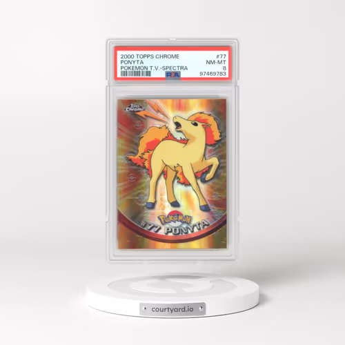 2000 Chrome Series 1 #77 Ponyta - Spectra-Chrome (On Back of Card) (Topps Chrome Stamp on Front of Card) (PSA 8 NM-MT)