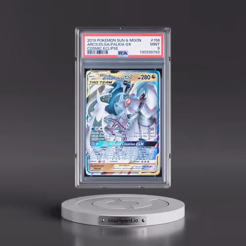 2019 Pokémon Sun & Moon Cosmic Eclipse #156 Arceus & Dialga & Palkia GX - Holo (PSA 9 MINT)
