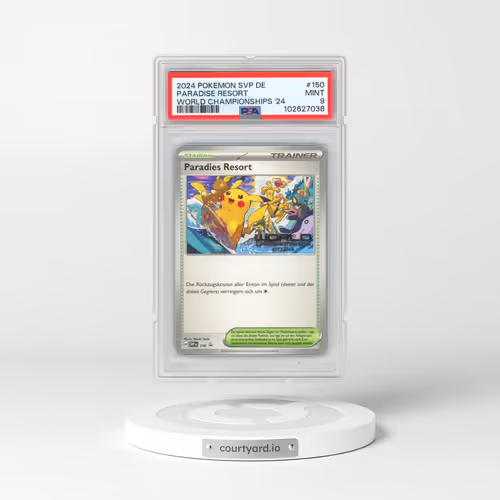 2024 Pokémon Svp de-SV Black Star Promo #150 Paradise Resort - World Championships 2024 (PSA 9 MINT)