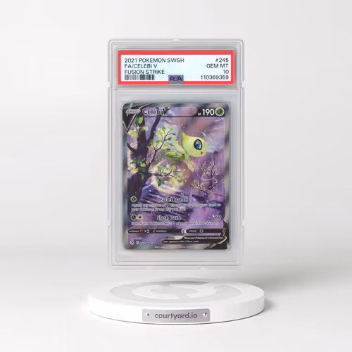 2021 Pokémon Sword & Shield Fusion Strike #245 Celebi V - Holo Full Art (PSA 10 GEM MINT)