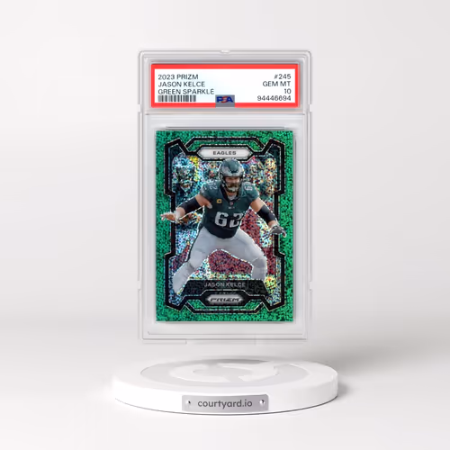 2023 Panini Prizm #245 Jason Kelce - Green Sparkle (PSA 10 GEM MINT)