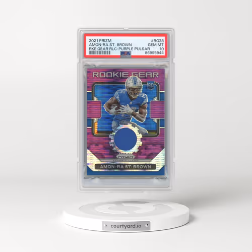 2021 Panini Prizm Rookie Gear Relics #RG28 Amon-RA St. Brown - Purple Pulsar (PSA 10 GEM MINT)