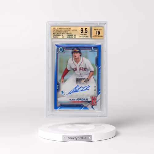 2021 Bowman Chrome 1st Edition Prospect Autographs Blue Refractors #BFEABJ Blaze Jordan (BGS 9.5 GEM