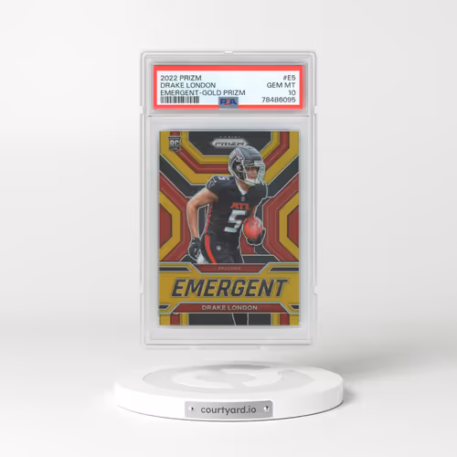 2022 Panini Prizm Emergent #E5 Drake London - Gold Prizm (PSA 10 GEM MINT)