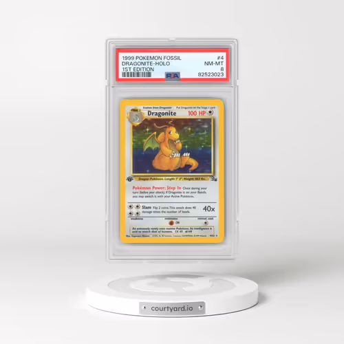 1999 Pokémon Fossil #4 Dragonite - 1st Edition Holo (PSA 8 NM-MT)