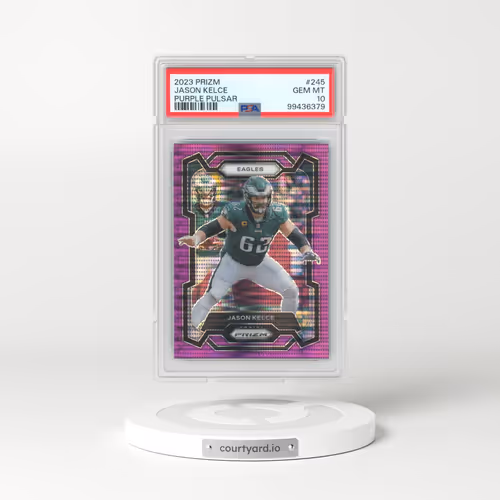 2023 Panini Prizm #245 Jason Kelce - Purple Pulsar (PSA 10 GEM MINT)