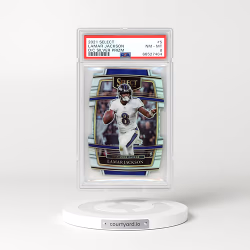 2021 Panini Select #5 Lamar Jackson - Die-Cut Silver Prizm (PSA 8 NM-MT)