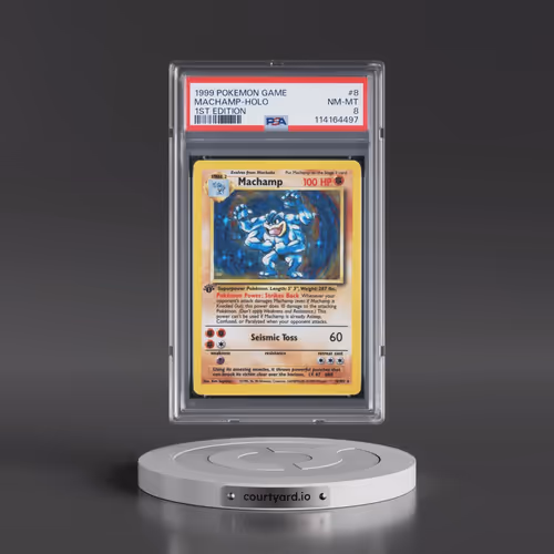 1999 Pokémon Game #8 Machamp - 1st Edition Holo (PSA 8 NM-MT)