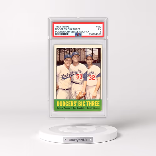 1963 Topps #412 Dodgers' Big Three - Podres/Drysdale/Koufax (PSA 5 EX)
