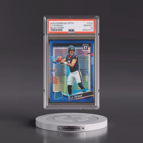 2023 Panini Donruss Optic #244 CJ Stroud - Blue Hyper (PSA 10 GEM MINT)