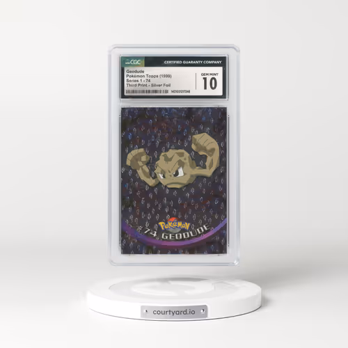 1999 Topps Series 1 #74 Geodude - Holo Third Print (Black Logo) Silver Foil (Flames and Teardrops) (CGC 10 GEM MINT)