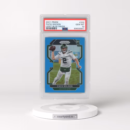 2021 Panini Prizm #332 Zach Wilson - Light Blue Prizm (PSA 10 GEM MINT)