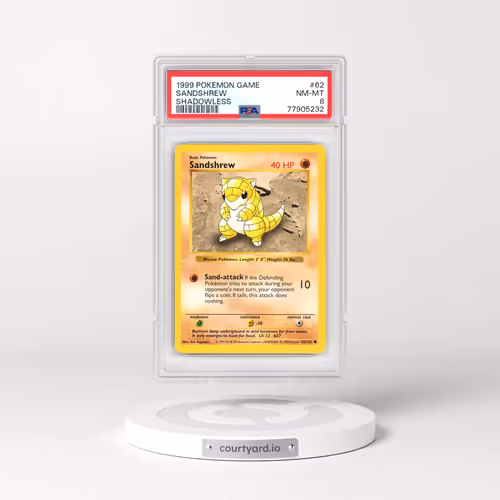 1999 Pokémon Game #62 Sandshrew - Shadowless (PSA 8 NM-MT)