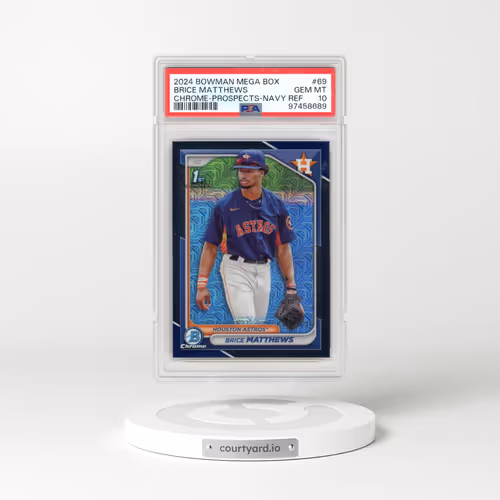2024 Bowman Mega Box Chrome Prospects #69 Brice Matthews - Navy Refractor (PSA 10 GEM MINT)
