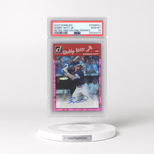 2023 Panini Donruss Retro 1990 Signatures #90SBWJ Bobby Witt Jr. - Pink Fireworks (PSA 10 GEM MINT)