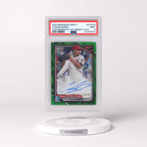 2024 Bowman Draft Chrome Prospect Autographs #CPACB Chase Burns - Green Lava (PSA 9 MINT)