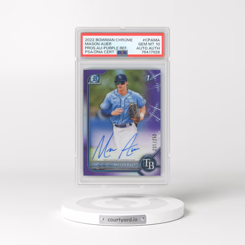 2022 Bowman Chrome Prospect Autographs #CPAMA Mason Auer - Purple Refractor (PSA 10 GEM MINT)