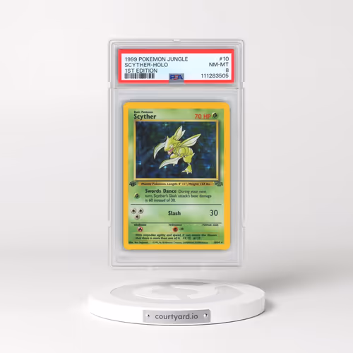 1999 Pokémon Jungle #10 Scyther - 1st Edition Holo (PSA 8 NM-MT)