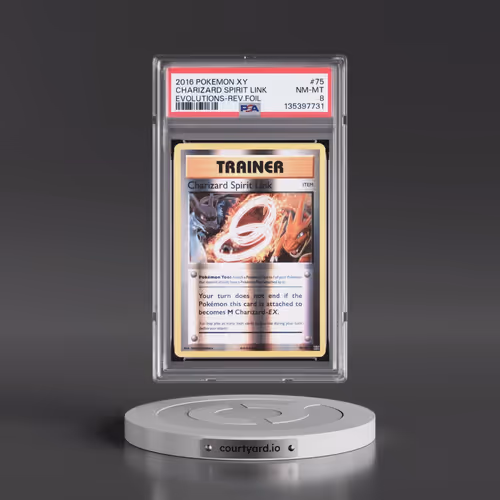 2016 Pokémon XY Evolutions #75 Charizard Spirit Link - Reverse Foil (PSA 8 NM-MT)