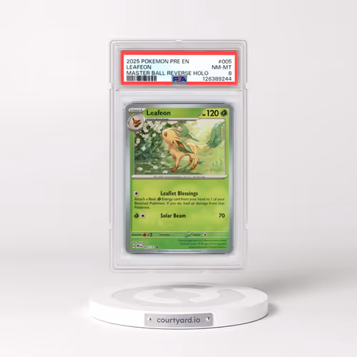2025 Pokémon Pre EN-Prismatic Evolutions #005 Leafeon - Reverse Holo Master Ball (PSA 8 NM-MT)