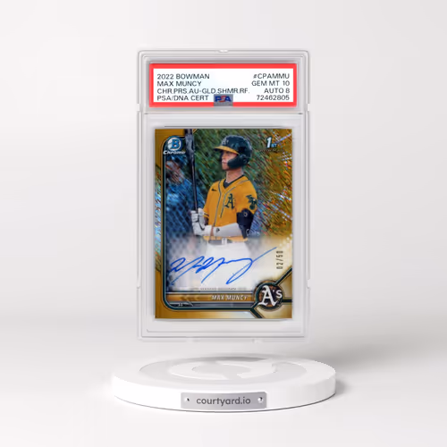 2022 Bowman Chrome Prospect Autographs #CPAMMU Max Muncy - Gold Shimmer Refractor (PSA 10 GEM MINT)