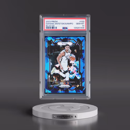 2023 Panini Prizm #103 Giannis Antetokounmpo - Blue Ice (PSA 10 GEM MINT)