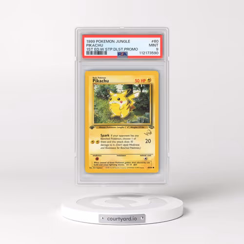 1999 Pokémon Jungle #60 Pikachu - 1st Edition W Stamp Duelist Promo (PSA 9 MINT)