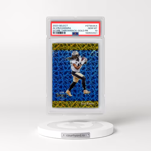 2023 Panini Select Score Select Throwback #STWAKA Alvin Kamara - Gold Prizm (PSA 10 GEM MINT)