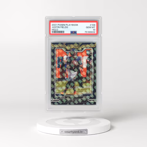 2021 Panini Playbook #108 Justin Fields - Holo (PSA 10 GEM MINT)