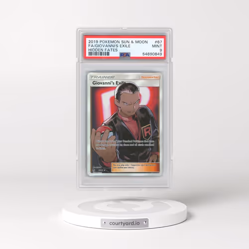2019 Pokémon Sun & Moon Hidden Fates #67 Giovanni's Exile - Full Art (PSA 9 MINT)