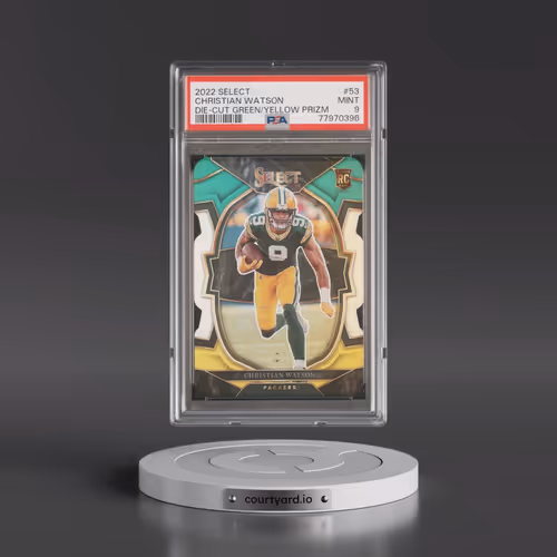 2022 Panini Select #53 Christian Watson - Die-Cut Green/Yellow Prizm (PSA 9 MINT)
