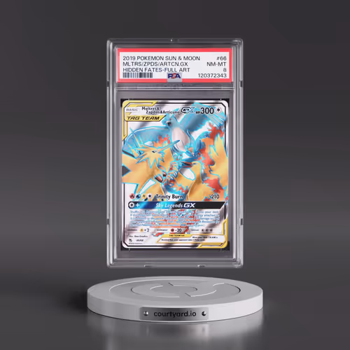2019 Pokémon Sun & Moon Hidden Fates #66 Moltres & Zapdos & Articuno GX - Holo Full Art (PSA 8 NM-MT