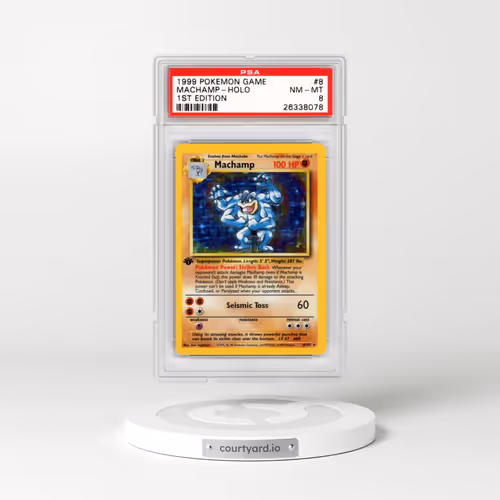 1999 Pokémon Game #8 Machamp - 1st Edition Holo (PSA 8 NM-MT)
