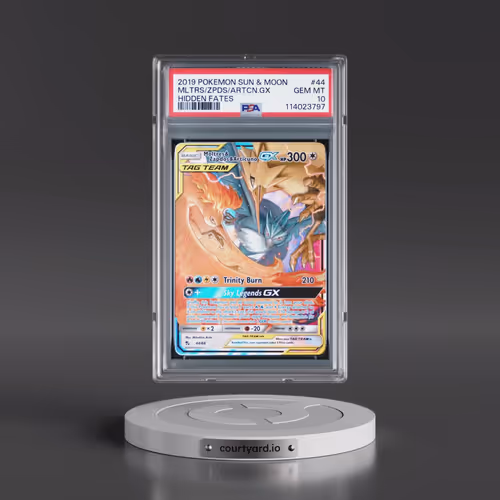 2019 Pokémon Sun & Moon Hidden Fates #44 Moltres & Zapdos & Articuno GX - Holo (PSA 10 GEM MINT)