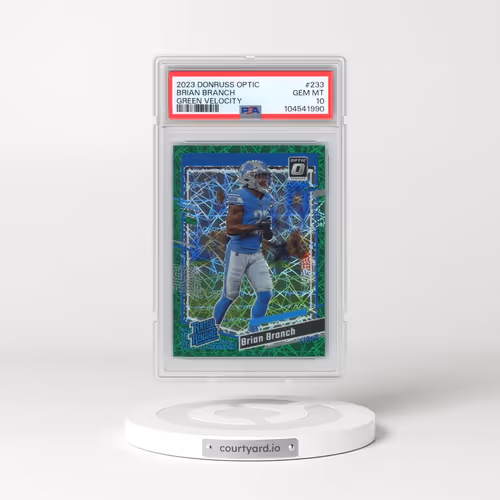 2023 Panini Donruss Optic #233 Brian Branch - Green Velocity (PSA 10 GEM MINT)