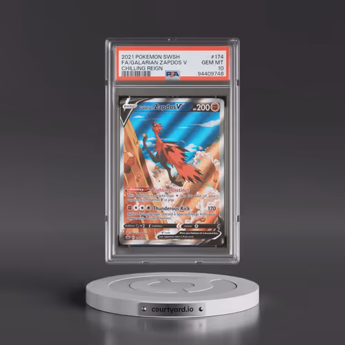 2021 Pokémon Sword & Shield Chilling Reign #174 Galarian Zapdos V - Holo Full Art (PSA 10 GEM MINT)