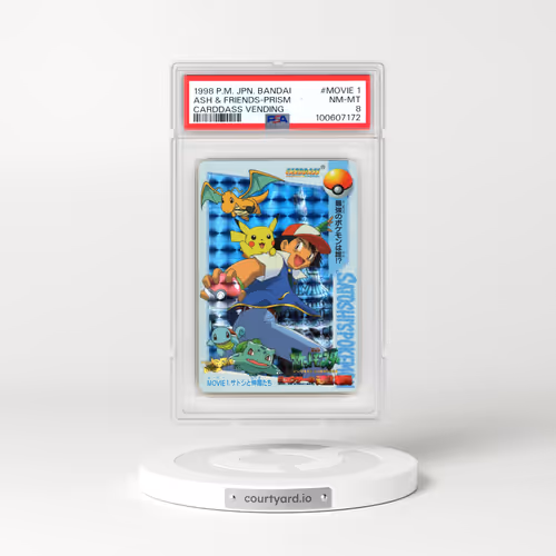1998 Pokémon Bandai Carddass Vending #MOVIE 1 Ash & Friends-Prism (PSA 8 NM-MT)