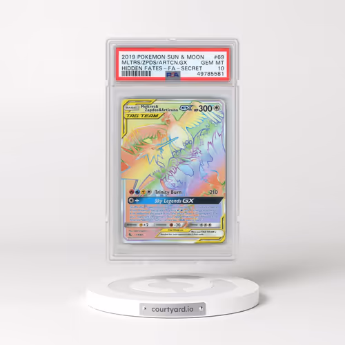 2019 Pokémon Sun & Moon Hidden Fates #69 Moltres & Zapdos & Articuno GX - Holo Full Art Secret (PSA