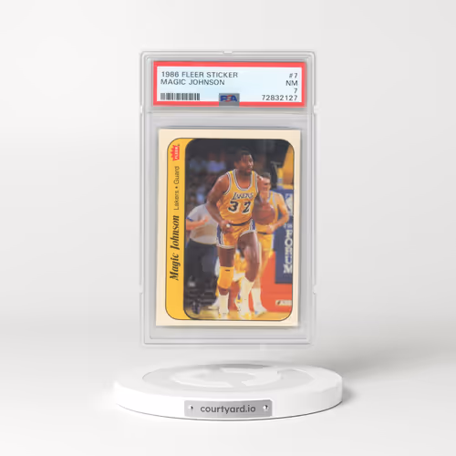 1986 Fleer Sticker #7 Magic Johnson (PSA 7 NM)