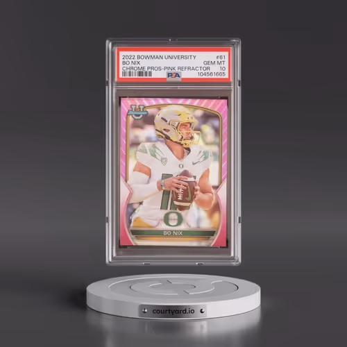 2022 Bowman University Chrome Prospects #61 Bo Nix - Pink Refractor (PSA 10 GEM MINT)