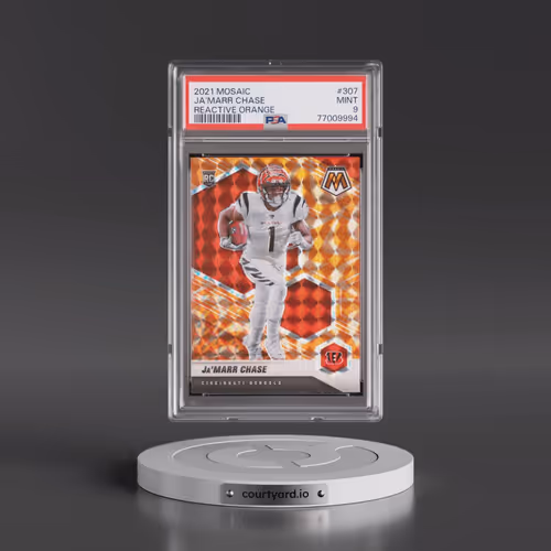 2021 Panini Mosaic #307 JA'Marr Chase - Reactive Orange (PSA 9 MINT)