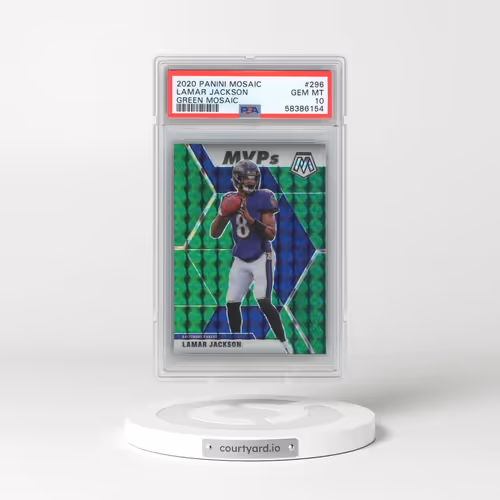 2020 Panini Mosaic #296 Lamar Jackson - Green Mosaic (PSA 10 GEM MINT)