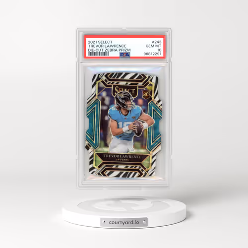 2021 Panini Select #243 Trevor Lawrence - Die-Cut Zebra Prizm (PSA 10 GEM MINT)