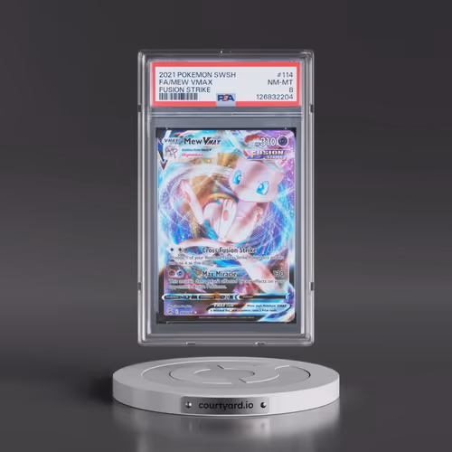 2021 Pokémon Sword & Shield Fusion Strike #114 Mew Vmax - Full Art (PSA 8 NM-MT)