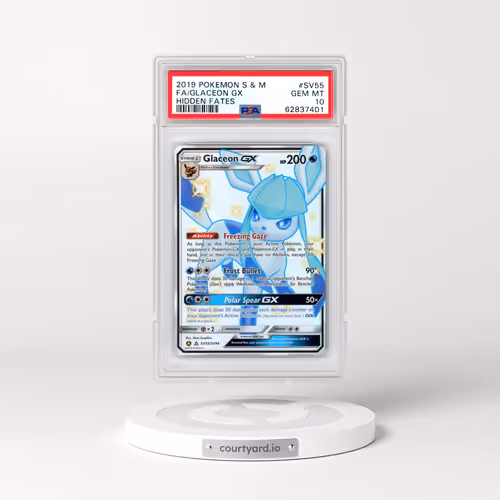 2019 Pokémon Sun & Moon Hidden Fates #SV55 Glaceon GX - Holo Full Art (PSA 10 GEM MINT)